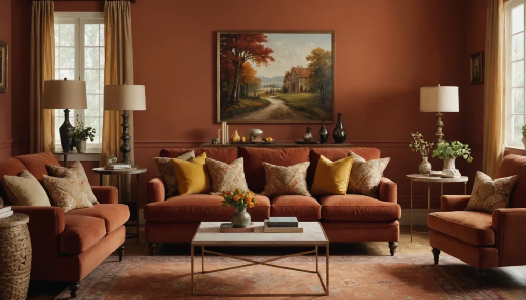 couleurs chaudes et cosy pour le salon