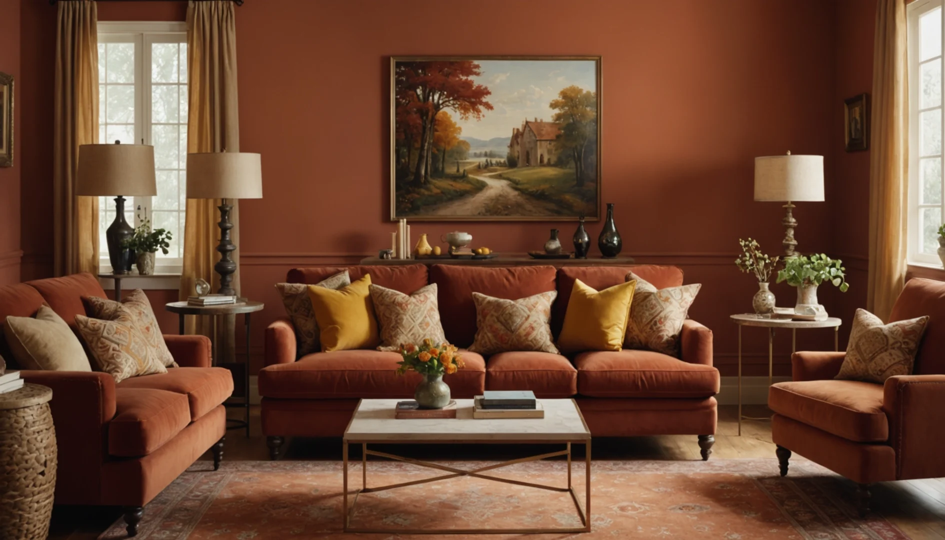 couleurs chaudes et cosy pour le salon