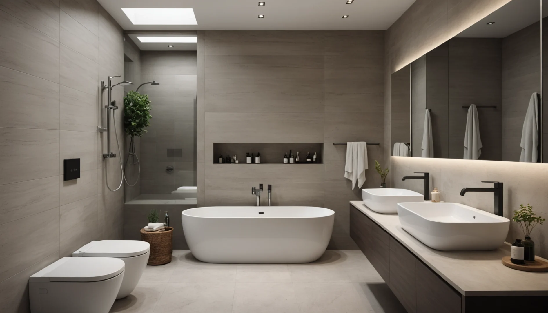 petite salle de bain avec grands carreaux